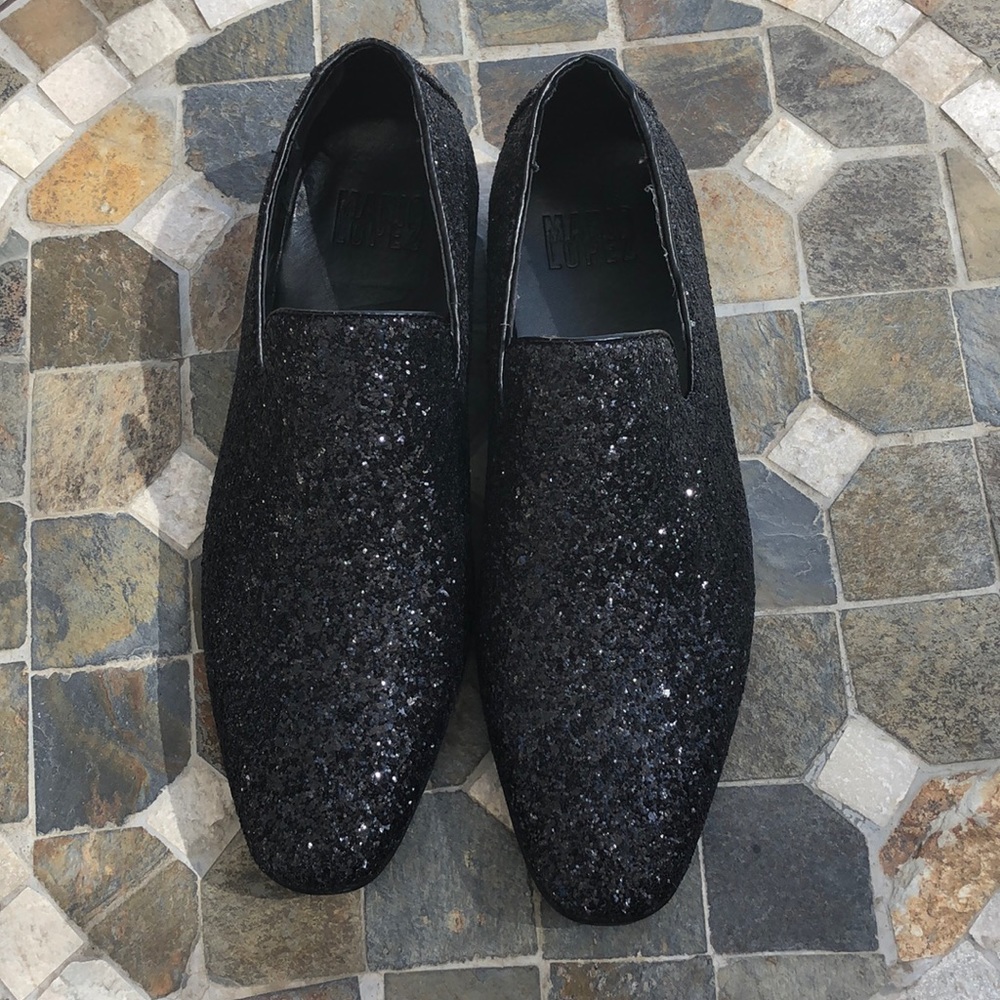 Mario Lopez black glitter shoes